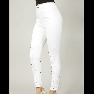 high rise super skinny jeans/ studs